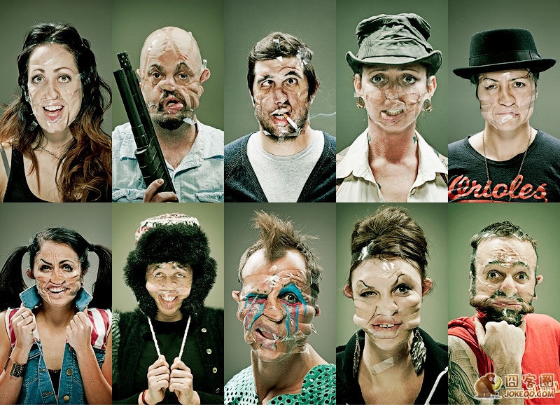 图片[1]-艺术家胶带贴脸颊如僵尸附身一般[34P]-囧客圈